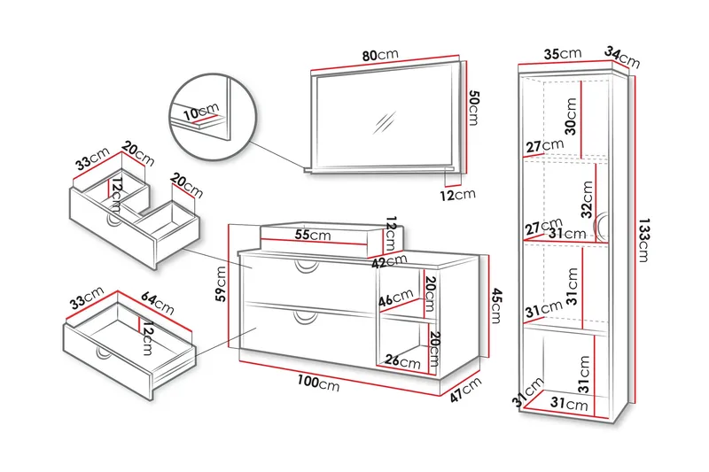 Merlinor Möbelset för Badrum - Brun - Hus & renovering - Kök & bad - Badrum - Badrumsmöbler & badrumsinredning - Kompletta möbelpaket badrum