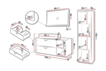 Merlinor Möbelset för Badrum - Brun - Hus & renovering - Kök & bad - Badrum - Badrumsmöbler & badrumsinredning - Kompletta möbelpaket badrum