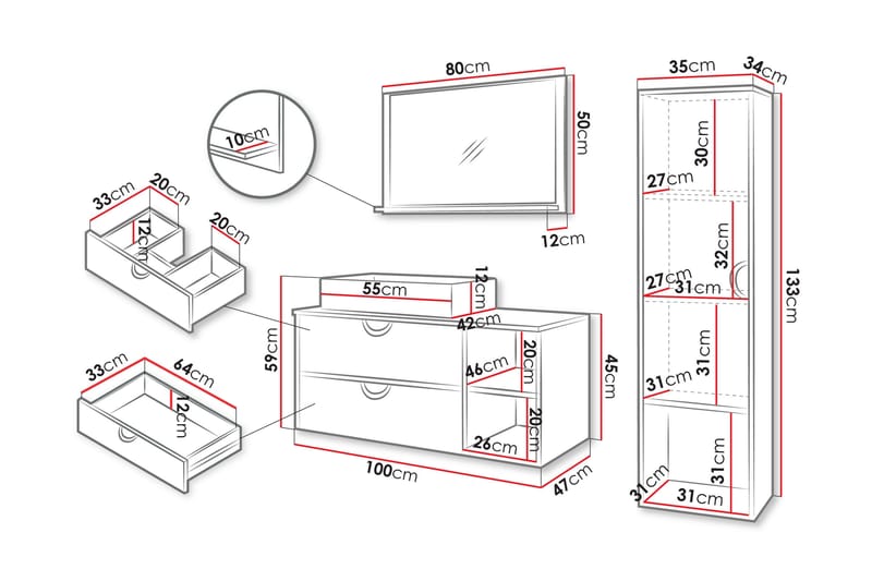 Merlinor Möbelset för Badrum - Brun - Hus & renovering - Kök & bad - Badrum - Badrumsmöbler & badrumsinredning - Kompletta möbelpaket badrum
