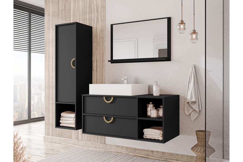 Merlinor Möbelset för Badrum - Svart - Hus & renovering - Kök & bad - Badrum - Badrumsmöbler & badrumsinredning - Kompletta möbelpaket badrum