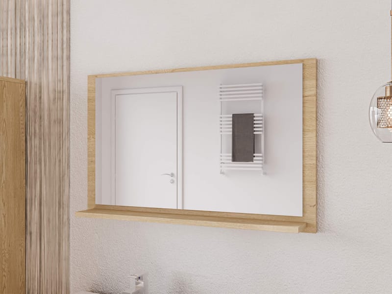 Merlinor Väggspegel 80 cm - ljusbrun - Hus & renovering - Kök & bad - Badrum - Badrumsmöbler & badrumsinredning - Badrumsspegel