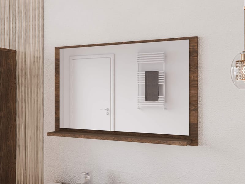 Merlinor Väggspegel 80 cm - mörkbrun - Hus & renovering - Kök & bad - Badrum - Badrumsmöbler & badrumsinredning - Badrumsspegel