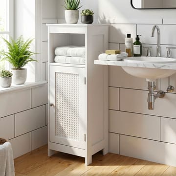 Morano Badrumsskåp 30x80 cm Wienerflätning - vit och silverfärgad - Hus & renovering - Kök & bad - Badrum - Badrumsmöbler & badrumsinredning - Badrumsskåp