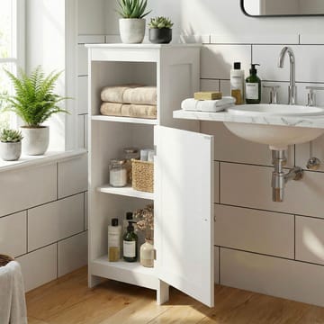 Morano Badrumsskåp 30x80 cm Wienerflätning - vit och silverfärgad - Hus & renovering - Kök & bad - Badrum - Badrumsmöbler & badrumsinredning - Badrumsskåp