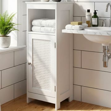 Morano Badrumsskåp 30x80 cm Wienerflätning - vit och silverfärgad - Hus & renovering - Kök & bad - Badrum - Badrumsmöbler & badrumsinredning - Badrumsskåp