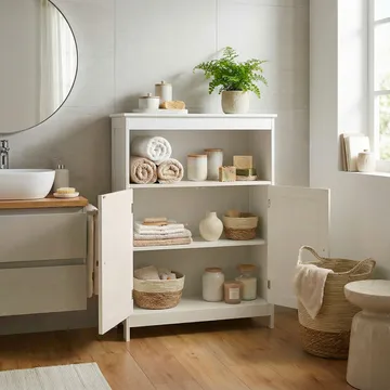 Moreri Badrumsskåp 60 cm Wienerflätning - vit och silverfärgad - Hus & renovering - Kök & bad - Badrum - Badrumsmöbler & badrumsinredning - Badrumsskåp