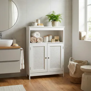 Moreri Badrumsskåp 60 cm Wienerflätning - vit och silverfärgad - Hus & renovering - Kök & bad - Badrum - Badrumsmöbler & badrumsinredning - Badrumsskåp
