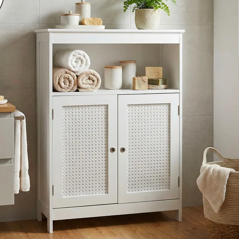 Moreri Badrumsskåp 60 cm Wienerflätning - vit och silverfärgad - Hus & renovering - Kök & bad - Badrum - Badrumsmöbler & badrumsinredning - Badrumsskåp
