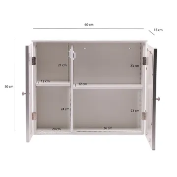 Morilo Badrumsskåp med spegel 60 cm Wienerflätning - Vit med silverfärgade handtag - Hus & renovering - Kök & bad - Badrum - Badrumsmöbler & badrumsinredning - Spegelskåp badrum