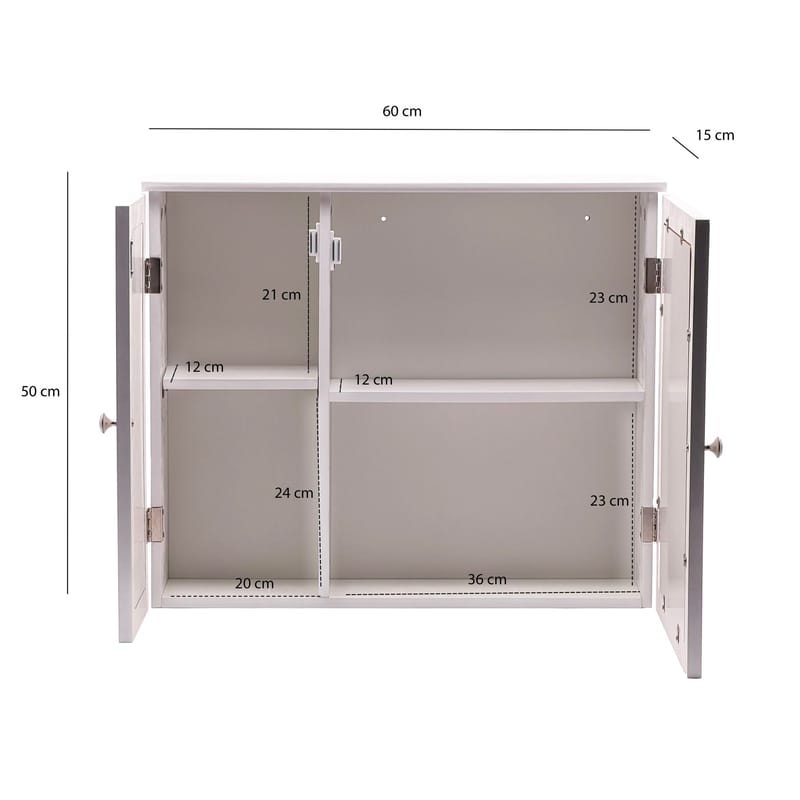 Morilo Badrumsskåp med spegel 60 cm Wienerflätning - Vit med silverfärgade handtag - Hus & renovering - Kök & bad - Badrum - Badrumsmöbler & badrumsinredning - Spegelskåp badrum