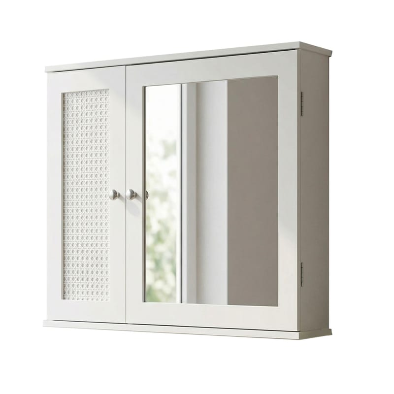 Morilo Badrumsskåp med spegel 60 cm Wienerflätning - Vit med silverfärgade handtag - Hus & renovering - Kök & bad - Badrum - Badrumsmöbler & badrumsinredning - Spegelskåp badrum