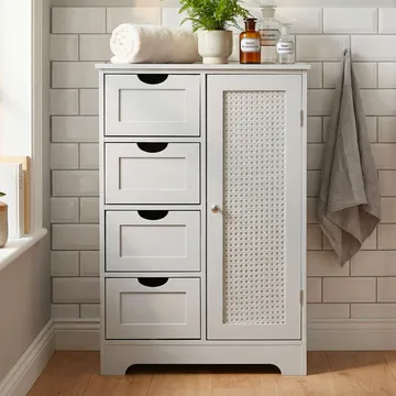 Moruna Badrumsskåp 55 cm - vit och silverfärgad - Hus & renovering - Kök & bad - Badrum - Badrumsmöbler & badrumsinredning - Badrumsskåp