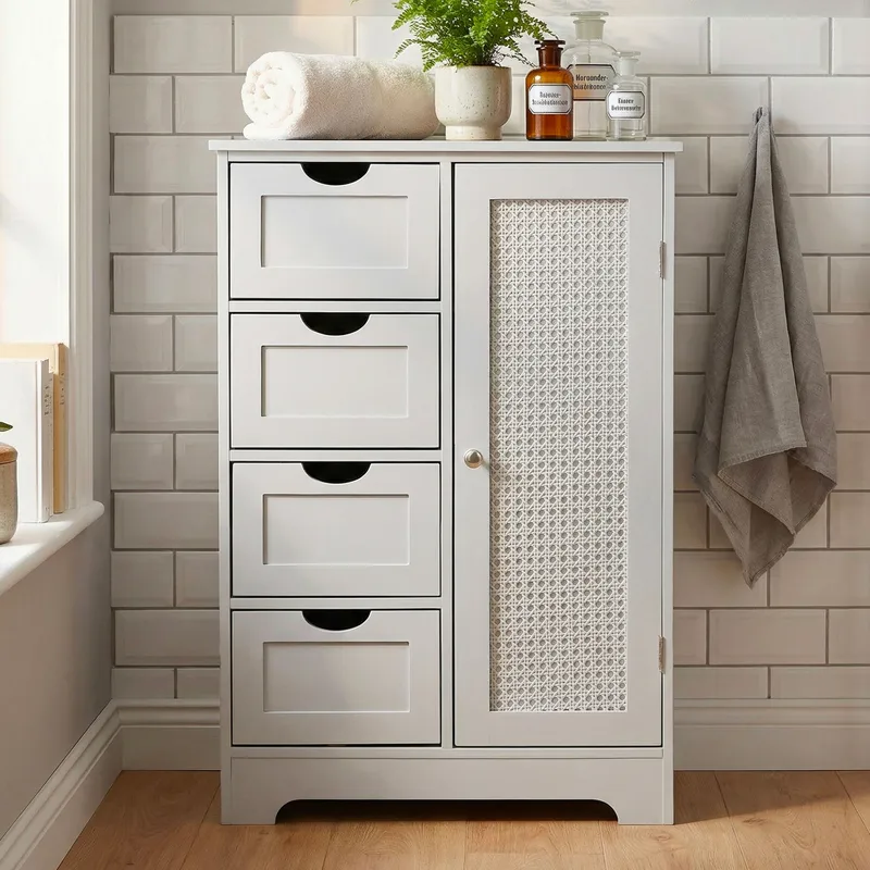Moruna Badrumsskåp 55 cm - vit och silverfärgad - Hus & renovering - Kök & bad - Badrum - Badrumsmöbler & badrumsinredning - Badrumsskåp