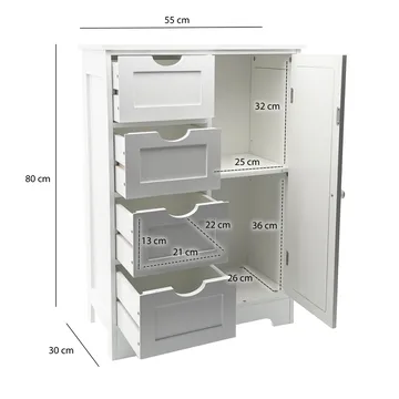Moruna Badrumsskåp 55 cm - vit och silverfärgad - Hus & renovering - Kök & bad - Badrum - Badrumsmöbler & badrumsinredning - Badrumsskåp