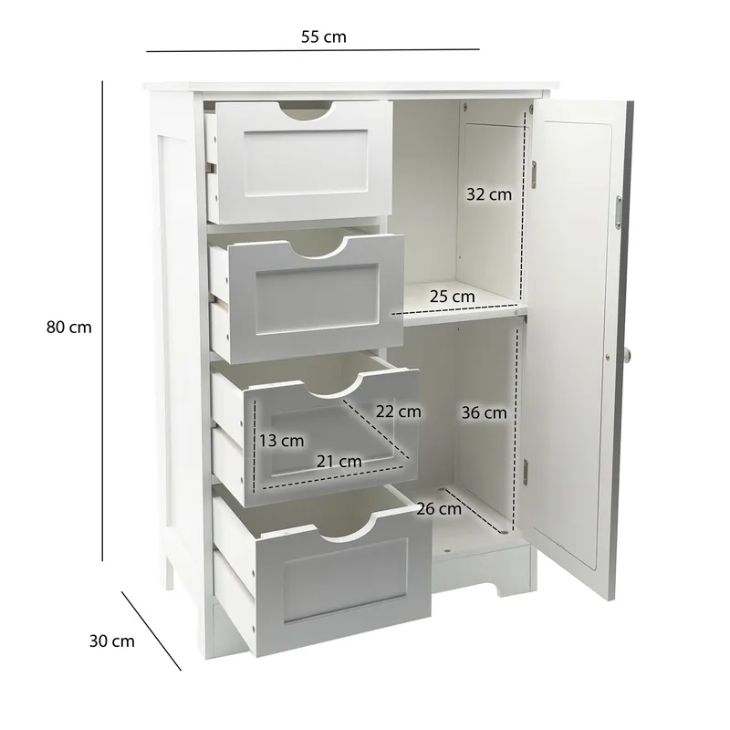 Moruna Badrumsskåp 55 cm - vit och silverfärgad - Hus & renovering - Kök & bad - Badrum - Badrumsmöbler & badrumsinredning - Badrumsskåp