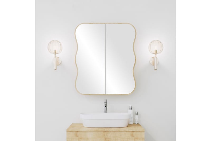 Najmin Väggskåp med Spegel 45 cm - Ek - Spegelskåp badrum