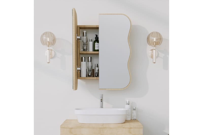 Najmin Väggskåp med Spegel 45 cm - Ek - Spegelskåp badrum