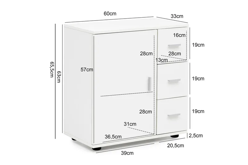 Paityn Badrumsskåp 60x33 cm - Vit - Hus & renovering - Kök & bad - Badrum - Badrumsmöbler & badrumsinredning - Tvättställsskåp & kommod