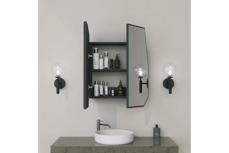 Patni Väggskåp med Spegel 45 cm - Svart - Spegelskåp badrum
