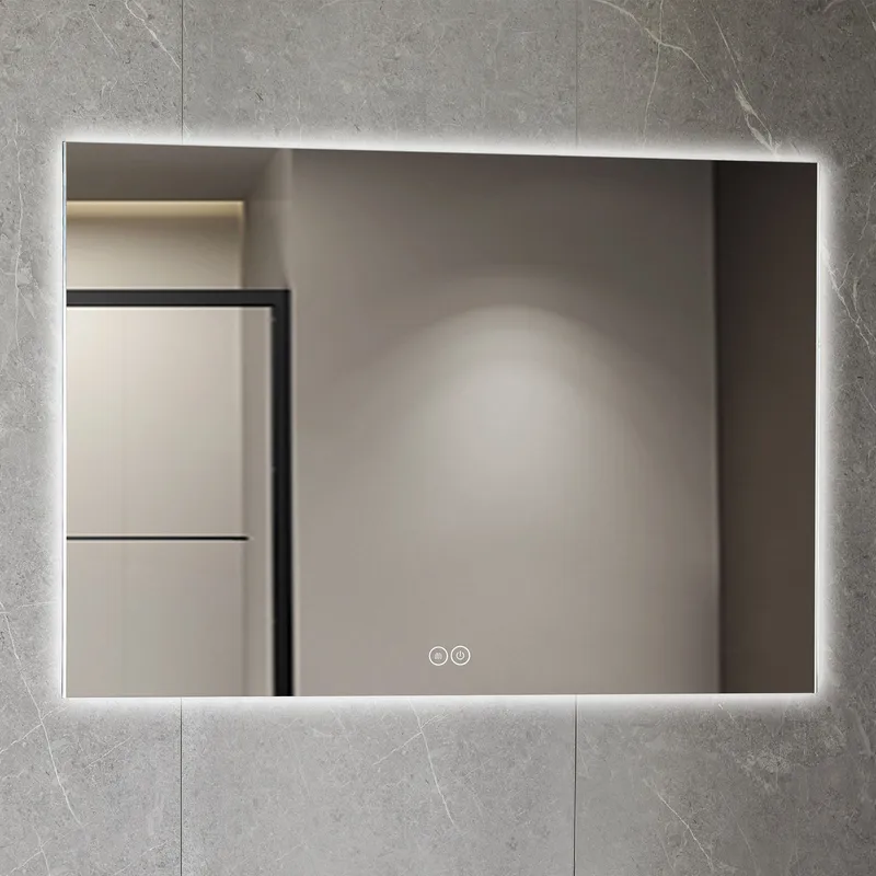 Rektangulär badrumsspegel med LED-belysning 120x80 cm Vit - Hus & renovering - Kök & bad - Badrum - Badrumsmöbler & badrumsinredning - Badrumsspegel