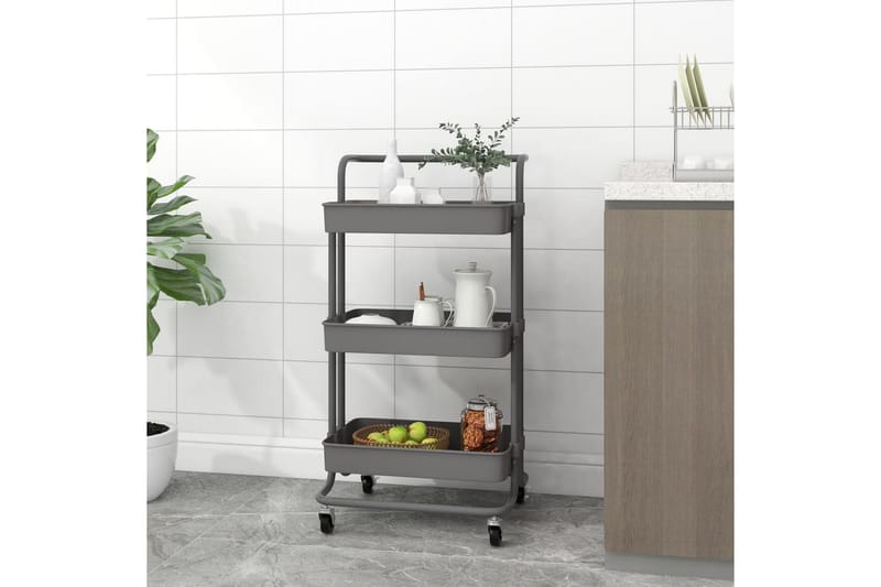 Rullvagn 3 våningar grå 42x25x83,5 cm järn och ABS - Grå - Hus & renovering - Kök & bad - Badrum - Badrumsmöbler & badrumsinredning - Rullvagn badrum