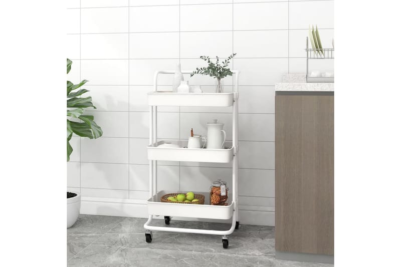 Rullvagn 3 våningar vit 42x25x83,5 cm järn och ABS - Vit - Hus & renovering - Kök & bad - Badrum - Badrumsmöbler & badrumsinredning - Rullvagn badrum