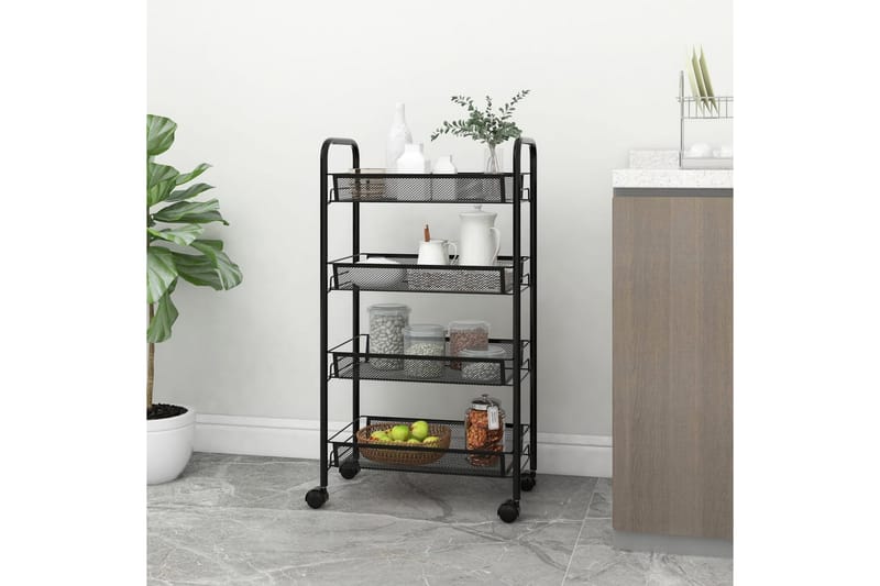 Rullvagn 4 våningar svart 46x26x85 cm järn - Svart - Hus & renovering - Kök & bad - Badrum - Badrumsmöbler & badrumsinredning - Rullvagn badrum
