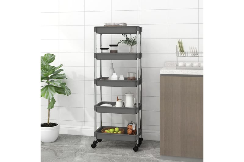 Rullvagn 5 våningar grå 40x22x116 cm järn och ABS - Grå - Hus & renovering - Kök & bad - Badrum - Badrumsmöbler & badrumsinredning - Rullvagn badrum
