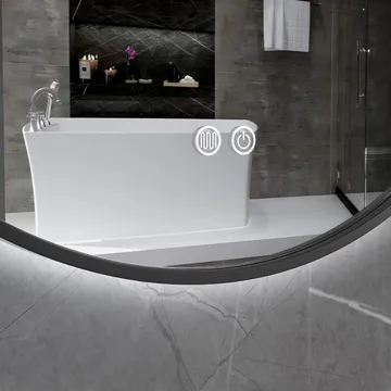Rund badrumsspegel 80 cm | Svart ram | LED-belysning | Anti-fog & touch-styrning - Hus & renovering - Kök & bad - Badrum - Badrumsmöbler & badrumsinredning - Badrumsspegel