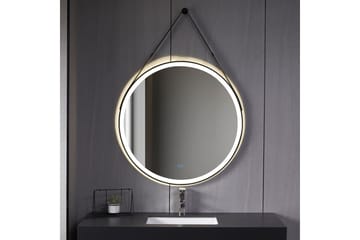 Rund spegel med hängrem Rund 60 cm Svart - Hus & renovering - Kök & bad - Badrum - Badrumsmöbler & badrumsinredning - Badrumsspegel
