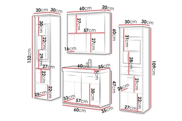 Somender Möbelset för Badrum 132 cm - Hus & renovering - Kök & bad - Badrum - Badrumsmöbler & badrumsinredning - Kompletta möbelpaket badrum