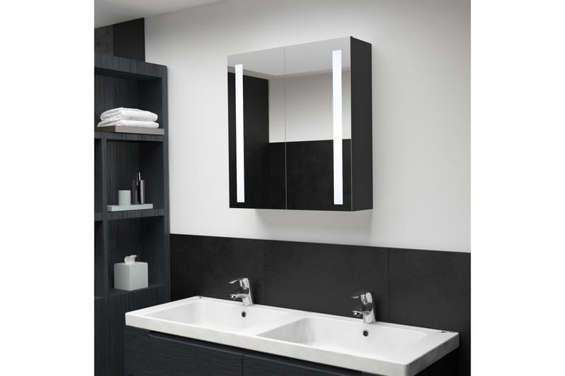 Badrumsskåp med spegel LED 62x14x60 cm - Grå - Spegelskåp badrum