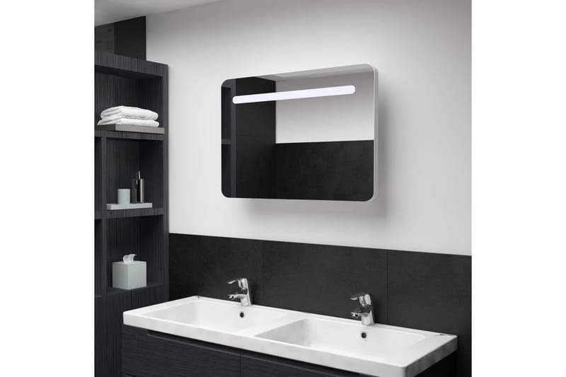 Badrumsskåp med spegel LED 80x9,5x55 cm - Vit - Hus & renovering - Kök & bad - Badrum - Badrumsmöbler & badrumsinredning - Spegelskåp badrum