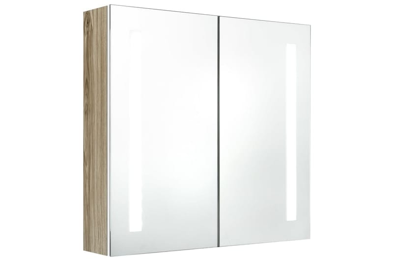 Badrumsskåp med spegel LED vit och ek 62x14x60 cm - Vit - Hus & renovering - Kök & bad - Badrum - Badrumsmöbler & badrumsinredning - Spegelskåp badrum