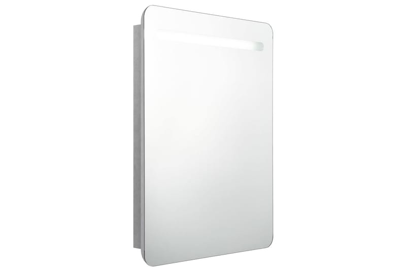 Badrumsspegel med skåp LED betonggrå 60x11x80 cm - Grå - Spegelskåp badrum
