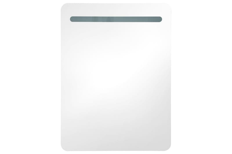 Badrumsspegel med skåp LED vit och ek 60x11x80 cm - Vit - Spegelskåp badrum