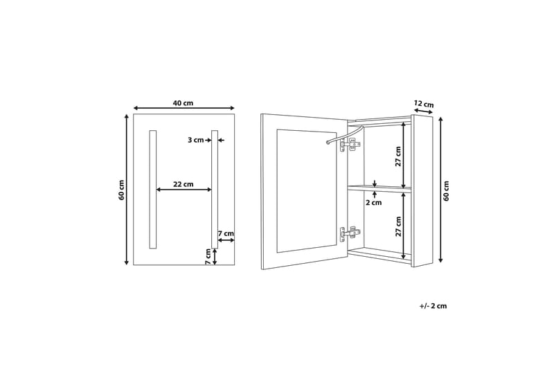 Belmena Badrumsskåp 40 cm Spegel med LED-belysning - Vit - Hus & renovering - Kök & bad - Badrum - Badrumsmöbler & badrumsinredning - Spegelskåp badrum
