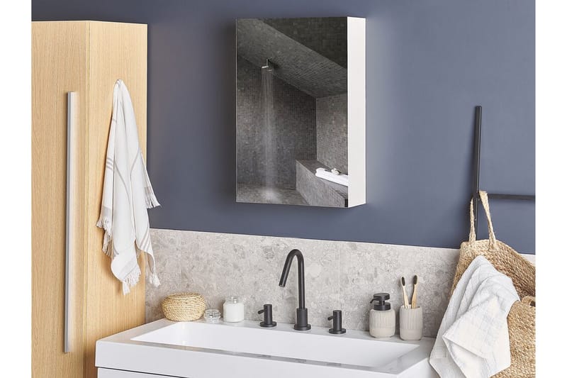 Carmenes Badrumsskåp 40 cm med Spegel - Vit - Spegelskåp badrum