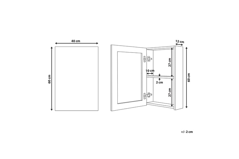 Carmenes Badrumsskåp 40 cm med Spegel - Vit - Hus & renovering - Kök & bad - Badrum - Badrumsmöbler & badrumsinredning - Spegelskåp badrum