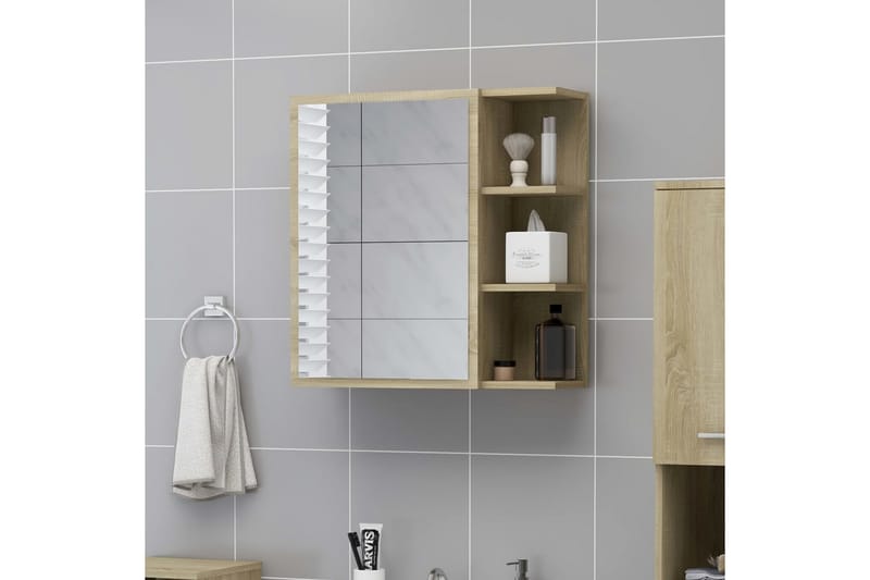 Spegelskåp för badrum sonoma-ek 62,5x20,5x64 cm spånskiva - Brun - Spegelskåp badrum