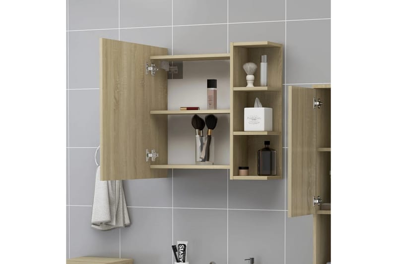 Spegelskåp för badrum sonoma-ek 62,5x20,5x64 cm spånskiva - Brun - Hus & renovering - Kök & bad - Badrum - Badrumsmöbler & badrumsinredning - Spegelskåp badrum