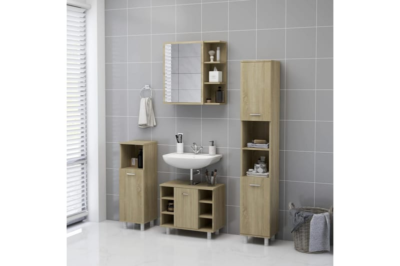 Spegelskåp för badrum sonoma-ek 62,5x20,5x64 cm spånskiva - Brun - Hus & renovering - Kök & bad - Badrum - Badrumsmöbler & badrumsinredning - Spegelskåp badrum