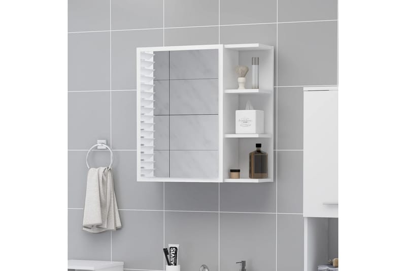Spegelskåp för badrum vit 62,5x20,5x64 cm spånskiva - Vit - Hus & renovering - Kök & bad - Badrum - Badrumsmöbler & badrumsinredning - Spegelskåp badrum