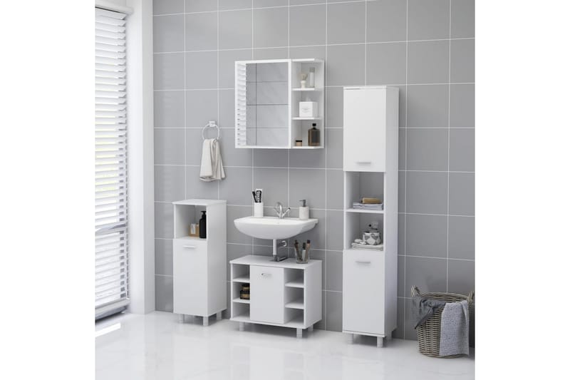 Spegelskåp för badrum vit 62,5x20,5x64 cm spånskiva - Vit - Hus & renovering - Kök & bad - Badrum - Badrumsmöbler & badrumsinredning - Spegelskåp badrum