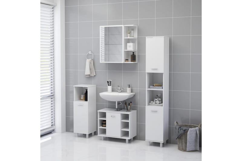 Spegelskåp för badrum vit 62,5x20,5x64 cm spånskiva - Vit - Spegelskåp badrum