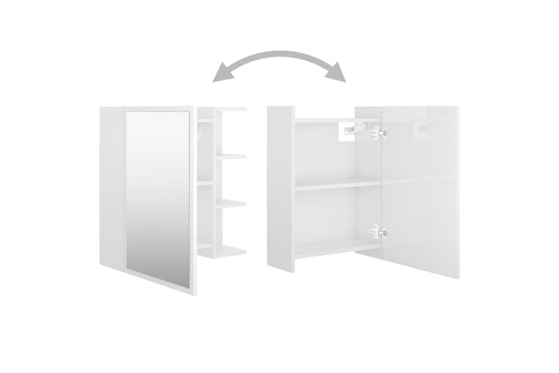 Spegelskåp för badrum vit högglans 62,5x20,5x64 cm spånskiva - Vit - Spegelskåp badrum