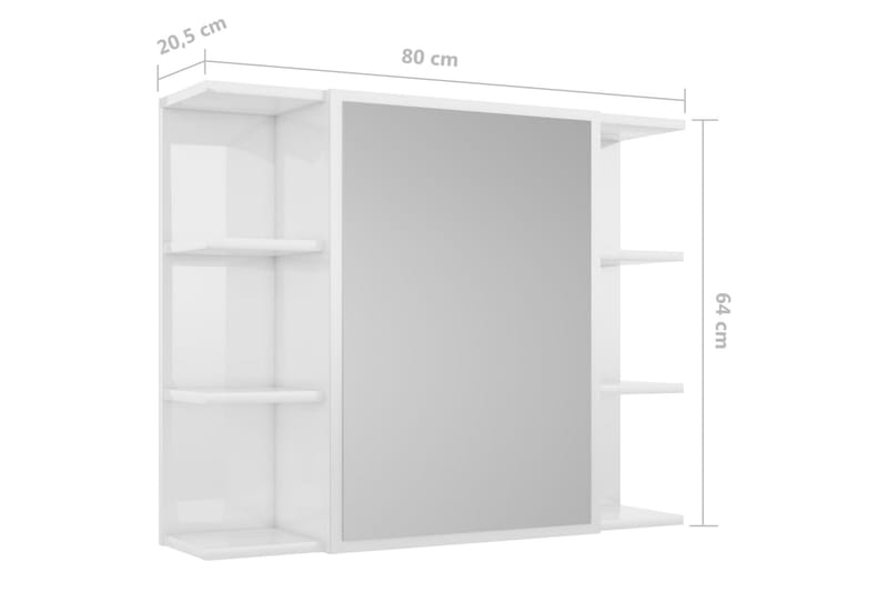 Spegelskåp för badrum vit högglans 80x20,5x64 cm spånskiva - Vit - Spegelskåp badrum