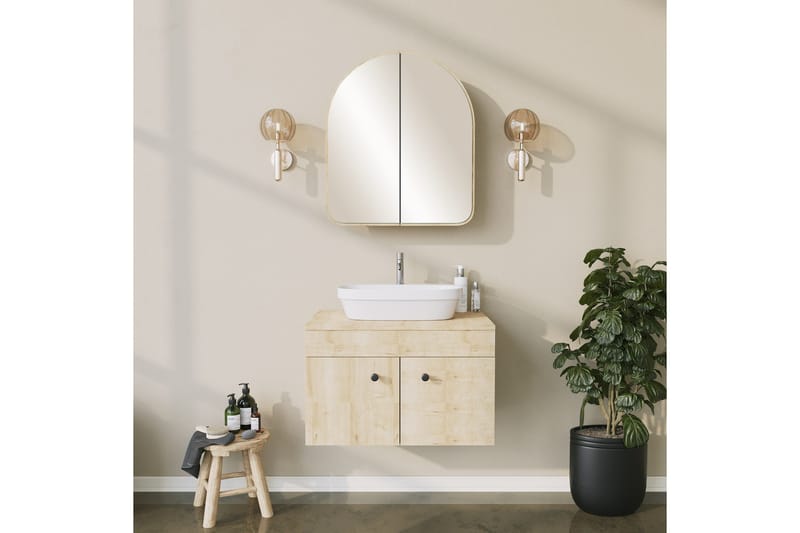 Heren Väggskåp med Spegel 45 cm - Beige - Hus & renovering - Kök & bad - Badrum - Badrumsmöbler & badrumsinredning - Spegelskåp badrum