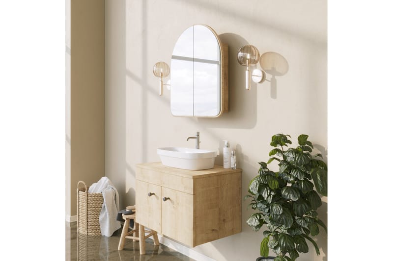 Heren Väggskåp med Spegel 45 cm - Beige - Hus & renovering - Kök & bad - Badrum - Badrumsmöbler & badrumsinredning - Spegelskåp badrum