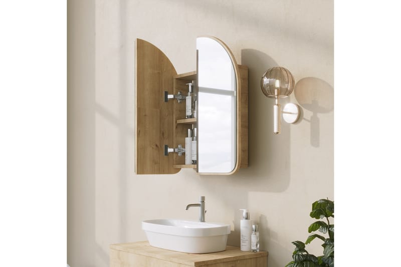 Heren Väggskåp med Spegel 45 cm - Beige - Spegelskåp badrum
